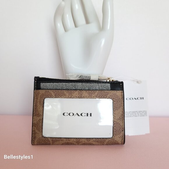COACH Mini Skinny ID Case In Signature Canvas With Floral Print- Tan Multi🎈⭐ - Picture 5 of 15